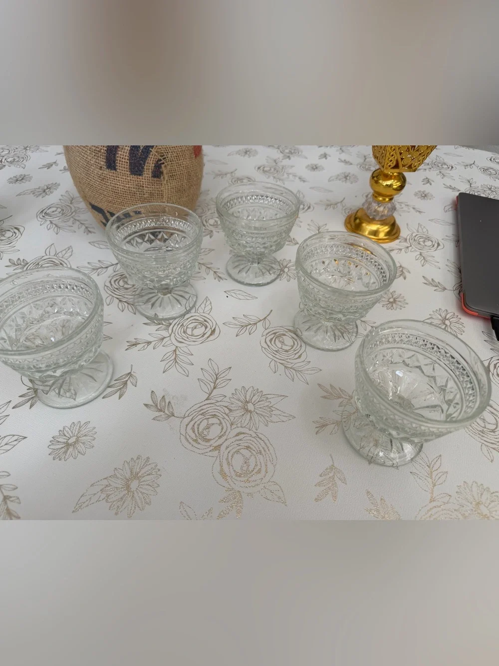 Vintage Anchor Hocking Wexford Dessert Cups Sherbet Bowls Set of 5